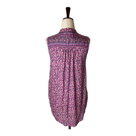 Maeve Anthropologie Purple Petunia Floral Print Pintucked Tank‎ Blouse XS - Picture 3 of 10